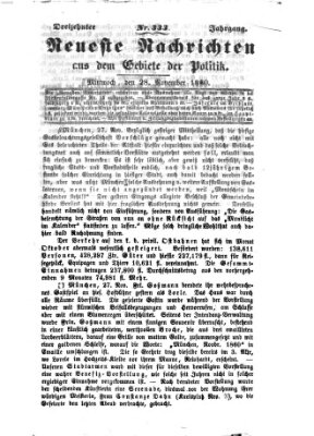 Neueste Nachrichten aus dem Gebiete der Politik (Münchner neueste Nachrichten) Mittwoch 28. November 1860
