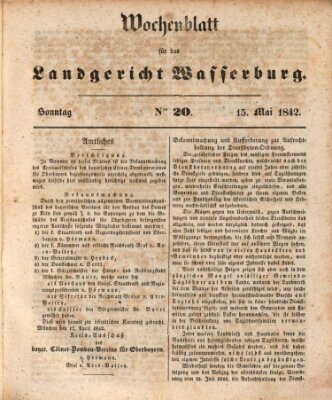 Wochenblatt für das Landgericht Wasserburg (Wasserburger Wochenblatt) Sonntag 15. Mai 1842