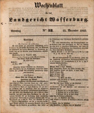 Wochenblatt für das Landgericht Wasserburg (Wasserburger Wochenblatt) Sonntag 25. Dezember 1842