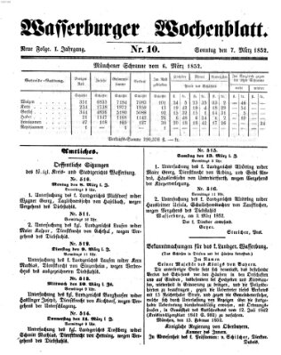 Wasserburger Wochenblatt Sonntag 7. März 1852