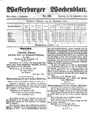 Wasserburger Wochenblatt Sonntag 26. September 1852