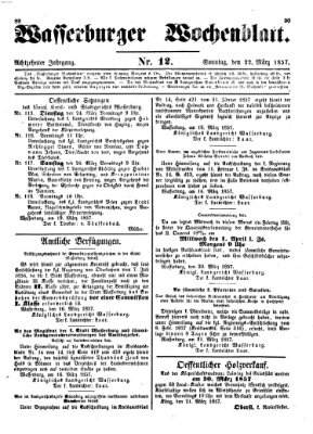 Wasserburger Wochenblatt Sonntag 22. März 1857