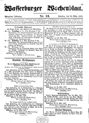 Wasserburger Wochenblatt Sonntag 29. März 1857
