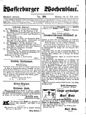 Wasserburger Wochenblatt Sonntag 17. Mai 1857
