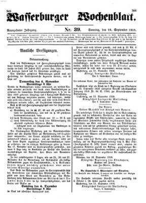 Wasserburger Wochenblatt Sonntag 26. September 1858