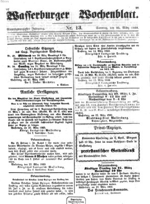 Wasserburger Wochenblatt Sonntag 25. März 1860