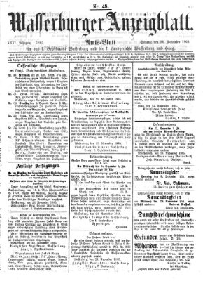 Wasserburger Anzeigblatt (Wasserburger Wochenblatt) Sonntag 26. November 1865