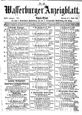 Wasserburger Anzeigblatt (Wasserburger Wochenblatt) Sonntag 8. April 1866