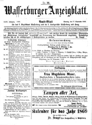 Wasserburger Anzeigblatt (Wasserburger Wochenblatt) Sonntag 27. September 1868