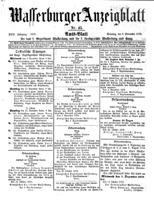 Wasserburger Anzeigblatt (Wasserburger Wochenblatt) Sonntag 6. November 1870