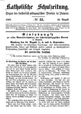 Katholische Schulzeitung (Bayerische Schulzeitung) Samstag 29. August 1868