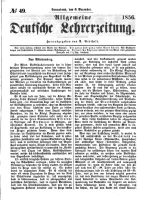 Allgemeine deutsche Lehrerzeitung Samstag 6. Dezember 1856