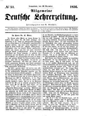 Allgemeine deutsche Lehrerzeitung Samstag 20. Dezember 1856