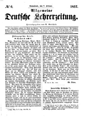 Allgemeine deutsche Lehrerzeitung Samstag 7. Februar 1857