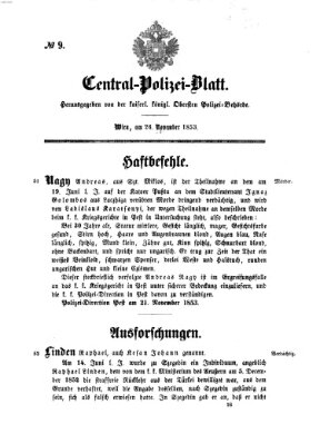 Zentralpolizeiblatt Samstag 26. November 1853