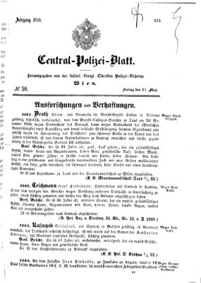 Zentralpolizeiblatt Freitag 11. Mai 1855
