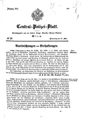 Zentralpolizeiblatt Donnerstag 31. Mai 1855