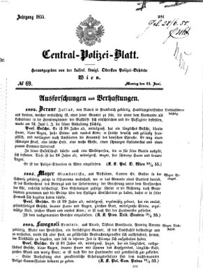 Zentralpolizeiblatt Montag 25. Juni 1855