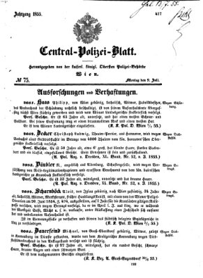 Zentralpolizeiblatt Montag 9. Juli 1855