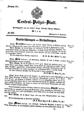 Zentralpolizeiblatt Montag 3. September 1855