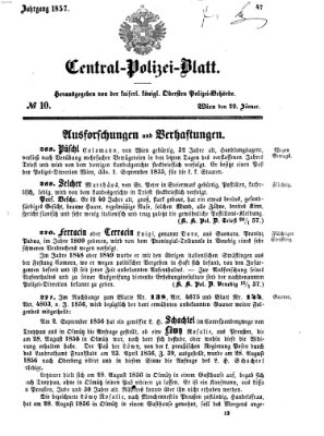 Zentralpolizeiblatt Donnerstag 29. Januar 1857