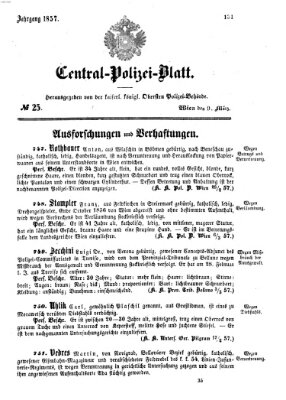 Zentralpolizeiblatt Montag 9. März 1857