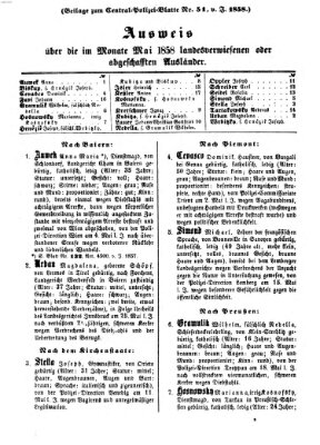 Zentralpolizeiblatt Dienstag 15. Juni 1858