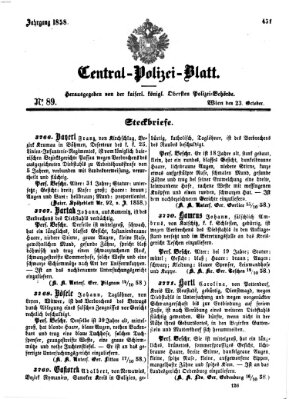 Zentralpolizeiblatt Samstag 23. Oktober 1858