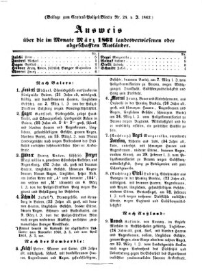 Zentralpolizeiblatt Freitag 18. April 1862