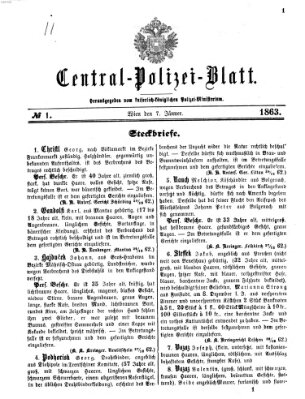 Zentralpolizeiblatt Mittwoch 7. Januar 1863
