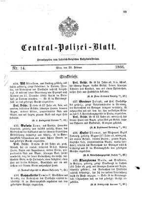Zentralpolizeiblatt Mittwoch 28. Februar 1866