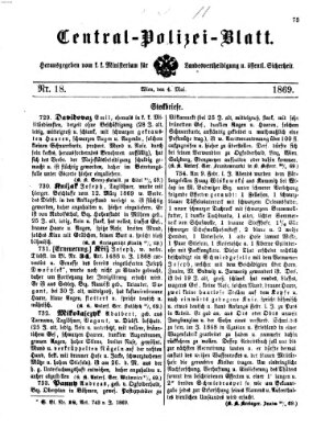 Zentralpolizeiblatt Dienstag 4. Mai 1869