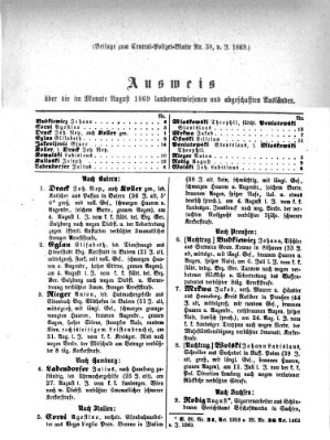 Zentralpolizeiblatt Freitag 10. September 1869