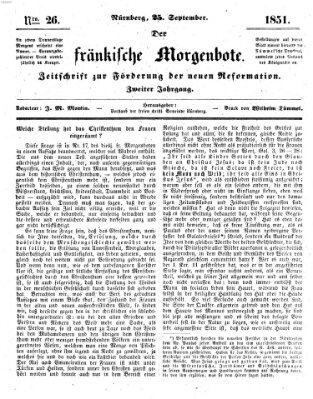 Der Fränkische Morgenbote Donnerstag 25. September 1851