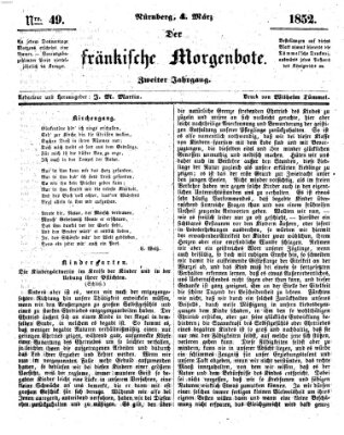 Der Fränkische Morgenbote Donnerstag 4. März 1852