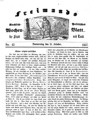 Freimund's kirchlich-politisches Wochenblatt für Stadt und Land Donnerstag 15. Oktober 1857