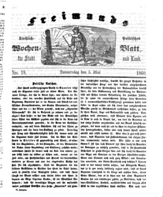 Freimund's kirchlich-politisches Wochenblatt für Stadt und Land Donnerstag 3. Mai 1860