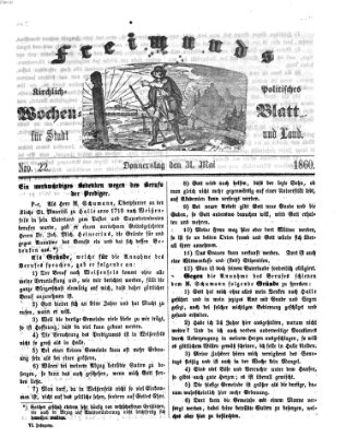 Freimund's kirchlich-politisches Wochenblatt für Stadt und Land Donnerstag 31. Mai 1860