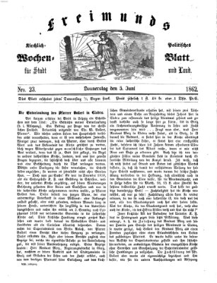 Freimund's kirchlich-politisches Wochenblatt für Stadt und Land Donnerstag 5. Juni 1862