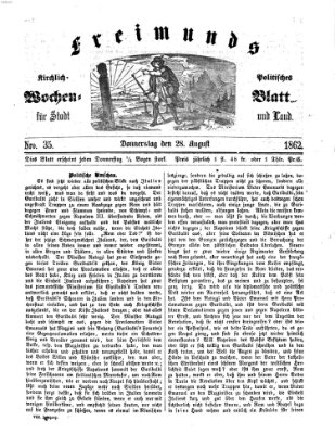 Freimund's kirchlich-politisches Wochenblatt für Stadt und Land Donnerstag 28. August 1862