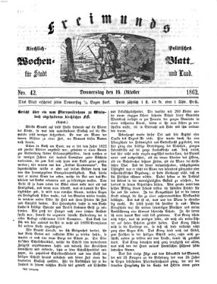 Freimund's kirchlich-politisches Wochenblatt für Stadt und Land Donnerstag 16. Oktober 1862