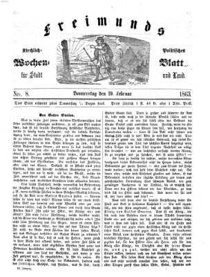 Freimund's kirchlich-politisches Wochenblatt für Stadt und Land Donnerstag 19. Februar 1863