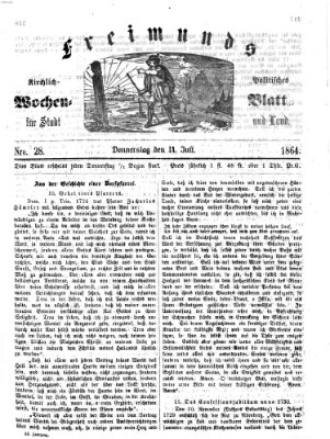 Freimund's kirchlich-politisches Wochenblatt für Stadt und Land Donnerstag 14. Juli 1864