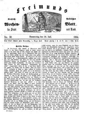 Freimund's kirchlich-politisches Wochenblatt für Stadt und Land Donnerstag 28. Juli 1864