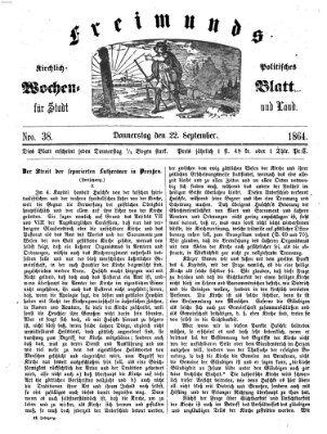 Freimund's kirchlich-politisches Wochenblatt für Stadt und Land Donnerstag 22. September 1864