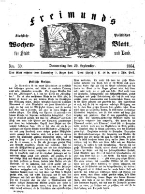 Freimund's kirchlich-politisches Wochenblatt für Stadt und Land Donnerstag 29. September 1864
