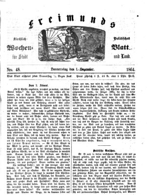 Freimund's kirchlich-politisches Wochenblatt für Stadt und Land Donnerstag 1. Dezember 1864