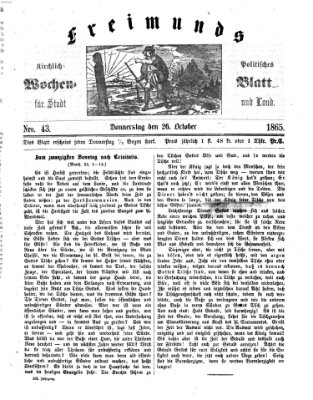 Freimund's kirchlich-politisches Wochenblatt für Stadt und Land Donnerstag 26. Oktober 1865