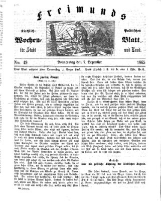 Freimund's kirchlich-politisches Wochenblatt für Stadt und Land Donnerstag 7. Dezember 1865