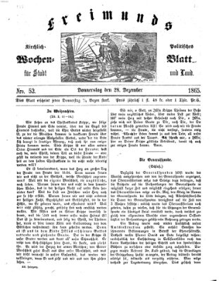 Freimund's kirchlich-politisches Wochenblatt für Stadt und Land Donnerstag 28. Dezember 1865